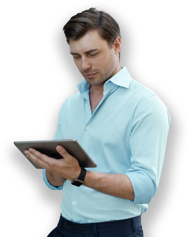 Business professional using tablet